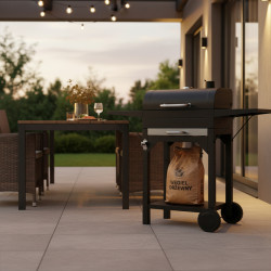 GRILL WĘGLOWY ZAMYKANY OGRODOWY DUŻY Z POKRYWĄ PÓŁKAMI TERMOMETR KOMIN VL18