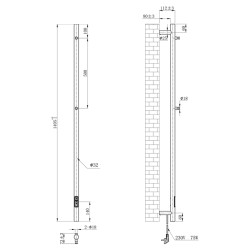GRZEJNIK ŁAZIENKOWY ELEKTRYCZNY ŚCIENNY PIONOWY 1405x32 CZARNY KASJAN-BL-1