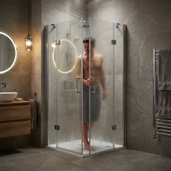 KABINA PRYSZNICOWA KWADRATOWA UCHYLNA ZES-KZ25B-90 CHROM 90x90 CM