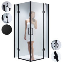 KABINA PRYSZNICOWA KWADRATOWA UCHYLNA ZES-KZ25A-BL-80 CZARNA 80x80 CM