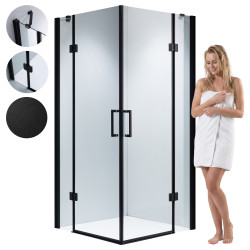KABINA PRYSZNICOWA KWADRATOWA UCHYLNA ZES-KZ25B-BL-90 CZARNA 90x90 CM