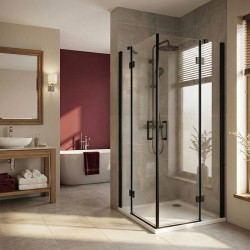 KABINA PRYSZNICOWA KWADRATOWA UCHYLNA ZES-KZ25B-BL-90 CZARNA 90x90 CM