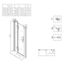 DRZWI PRYSZNICOWE UCHYLNE DO WNĘKI ZES-KZ27A-80 CHROM 80 CM 6 MM