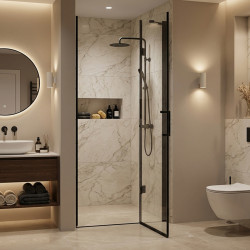 DRZWI PRYSZNICOWE UCHYLNE DO WNĘKI ZES-KZ27A-BL-80 CZARNE 80 CM 6 MM