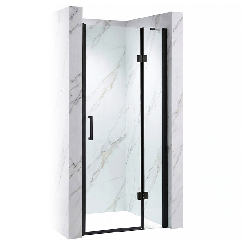 DRZWI PRYSZNICOWE UCHYLNE DO WNĘKI ZES-KZ27B-BL-90 CZARNE 90 CM 6 MM