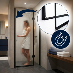 DRZWI PRYSZNICOWE UCHYLNE DO WNĘKI ZES-KZ27B-BL-90 CZARNE 90 CM 6 MM