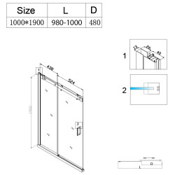 DRZWI PRYSZNICOWE ZES-SH03B-100 CHROM 95-100 CM 8 MM