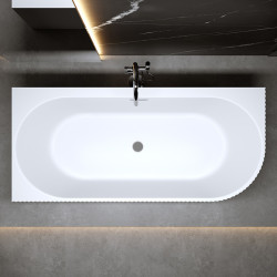 WANNA WOLNOSTOJĄCA PRZYŚCIENNA RIO 504B LEWA BIAŁA PRZELEW SZCZOTKOWANA STAL 150x75 CM RIO-504B-L-P-GR-BR