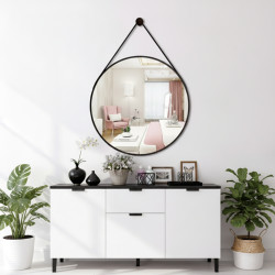 LUSTRO WISZĄCE 80 CM ŁAZIENKOWE W RAMIE DUŻE OKRĄGŁE ŚCIENNE DO MAKIJAŻU OTYLIA-80