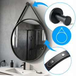 LUSTRO WISZĄCE 60 CM W RAMIE DUŻE OKRĄGŁE ŚCIENNE DO PRZEDPOKOJU MAKIJAŻU OTYLIA-60