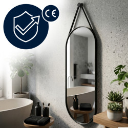 LUSTRO WISZĄCE 160 X 50 W RAMIE DUŻE OWALNE ŚCIENNE DO PRZEDPOKOJU MAKIJAŻU