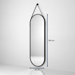 LUSTRO WISZĄCE 160 X 50 W RAMIE DUŻE OWALNE ŚCIENNE DO PRZEDPOKOJU MAKIJAŻU