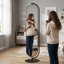 LUSTRO STOJĄCE 173 X 45 W RAMIE DUŻE OWALNE DO PRZEDPOKOJU MAKIJAŻU Z PÓŁKĄ ELIZA-45X173