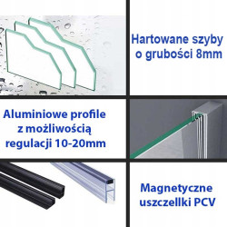 KABINA PRYSZNICOWA PROSTOKĄTNA ZES-KZ203C-120X80 CHROM 120x80 CM