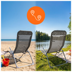 LEŻAK FOTEL OGRODOWY PLAŻOWY TURYSTYCZNY PATIO SZARY ROZKŁADANY PATIO-GR