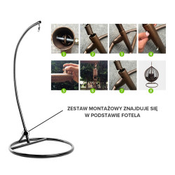 FOTEL OGRODOWY WISZĄCY KOKON DUŻY KOSZ ITAKA BRĄZOWY ITAKA-BR