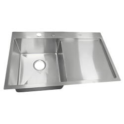 ZLEW KUCHENNY ZLEWOZMYWAK JEDNOKOMOROWY Z OCIEKACZEM STALOWY INOX MILOS-CH-78X48