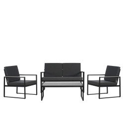 ZESTAW MEBLI OGRODOWYCH CARTER CZARNY 4 OSOBOWY STOLIK FOTELE SOFA CARTER-BL-WD2