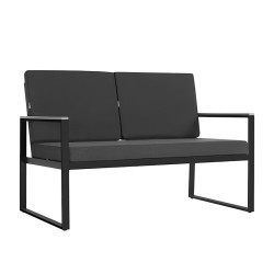 ZESTAW MEBLI OGRODOWYCH CARTER CZARNY 4 OSOBOWY STOLIK FOTELE SOFA CARTER-BL-WD2