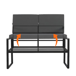 ZESTAW MEBLI OGRODOWYCH CARTER CZARNY 4 OSOBOWY STOLIK FOTELE SOFA CARTER-BL-WD2
