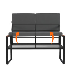 ZESTAW MEBLI OGRODOWYCH CARTER CZARNY 4 OSOBOWY STOLIK FOTELE SOFA CARTER-BL-WD1