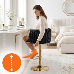 HOKER KRZESŁO BAROWE GLAMOUR SURI CZARNY PODSTAWA ZŁOTA SURI-BL-GL-NEW