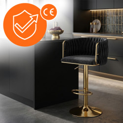 HOKER KRZESŁO BAROWE GLAMOUR SURI CZARNY PODSTAWA ZŁOTA SURI-BL-GL-NEW