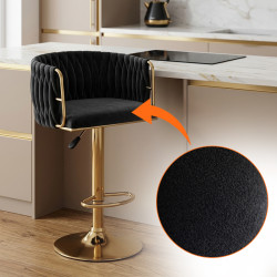 HOKER KRZESŁO BAROWE GLAMOUR SURI CZARNY PODSTAWA ZŁOTA SURI-BL-GL-NEW