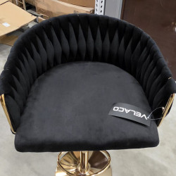 HOKER KRZESŁO BAROWE GLAMOUR SURI CZARNY PODSTAWA ZŁOTA SURI-BL-GL-NEW