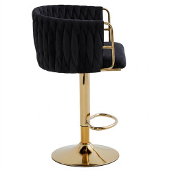 HOKER KRZESŁO BAROWE GLAMOUR SURI CZARNY PODSTAWA ZŁOTA SURI-BL-GL-NEW