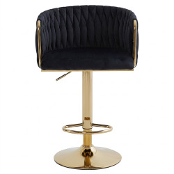 HOKER KRZESŁO BAROWE GLAMOUR SURI CZARNY PODSTAWA ZŁOTA SURI-BL-GL-NEW
