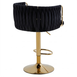 HOKER KRZESŁO BAROWE GLAMOUR SURI CZARNY PODSTAWA ZŁOTA SURI-BL-GL-NEW
