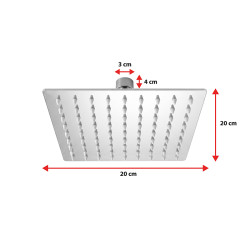 DESZCZOWNICA SLIM KWADRATOWA CHROM 20x20 CM DES-PR-1-CH-20