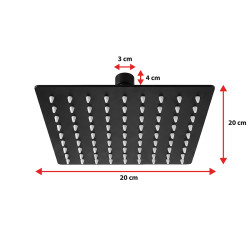 DESZCZOWNICA SLIM KWADRATOWA CZARNA 20x20 CM DES-PR-1-BL-20