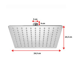 DESZCZOWNICA SLIM KWADRATOWA CHROM 25x25 CM DES-PR-1-CH-25
