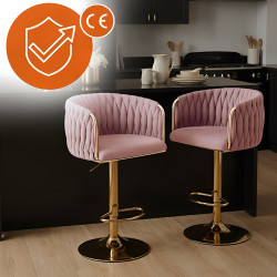 HOKER KRZESŁO BAROWE GLAMOUR SURI BRUDNY RÓŻ PODSTAWA ZŁOTA SURI-DP-GL-NEW