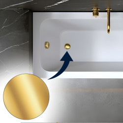 WANNA PRZYŚCIENNA Z OBUDOWĄ NILO BIAŁA PRZELEW ZŁOTY 140x70 CM NILO-140X70-P-GL