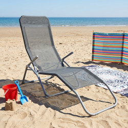 ZESTAW 2 LEŻAKÓW FOTELI OGRODOWYCH PLAŻOWYCH TURYSTYCZNYCH PATIO SZARYE ROZKŁADANE ZES-PATIO-GR