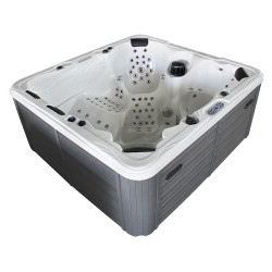JACUZZI OGRODOWE WANNA SPA703B BIAŁA MARMUROWA OBUDOWA SZARA 230x215 CM SPA-703B