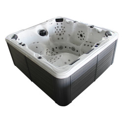 JACUZZI OGRODOWE WANNA SPA703B BIAŁA MARMUROWA OBUDOWA SZARA 230x215 CM SPA-703B