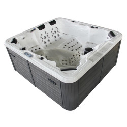 JACUZZI OGRODOWE WANNA SPA703B BIAŁA MARMUROWA OBUDOWA SZARA 230x215 CM SPA-703B