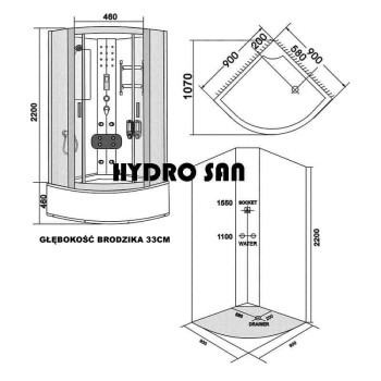 Kabina z Hydromasażem Lima 9911AS 90x90 sauna