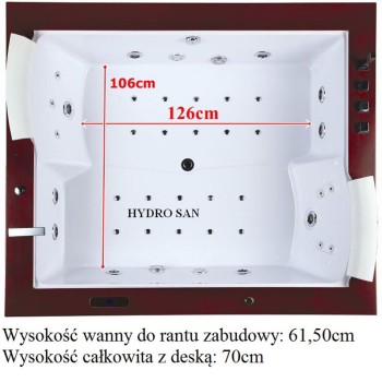 Wanna SPA z hydromasażem Diablo 666 180x150 + deska + obudowa