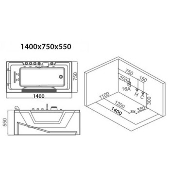 Wanna SPA z hydromasażem Gomera 938A 142x76