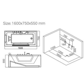 Wanna SPA z hydromasażem Gomera 938C 162x75