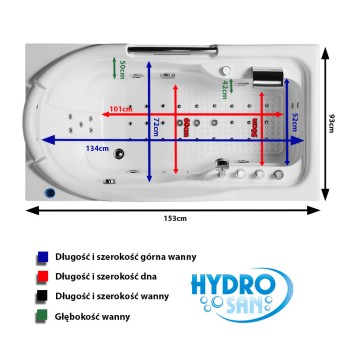 Wanna SPA z hydromasażem Hermes 918A PRAWA 153x93