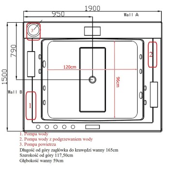 Wanna SPA z hydromasażem Kalambo 914 do zabudowy 190x150 Biała
