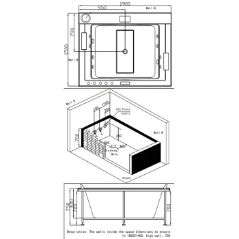 Wanna SPA z hydromasażem Kalambo 914 do zabudowy 190x150 Biała