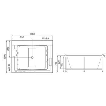 Wanna SPA z hydromasażem Kalambo 914 do zabudowy 190x150 Biała
