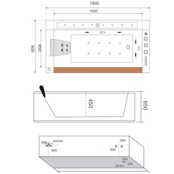 Wanna SPA z hydromasażem Napoli 609B 180x90 Lewa